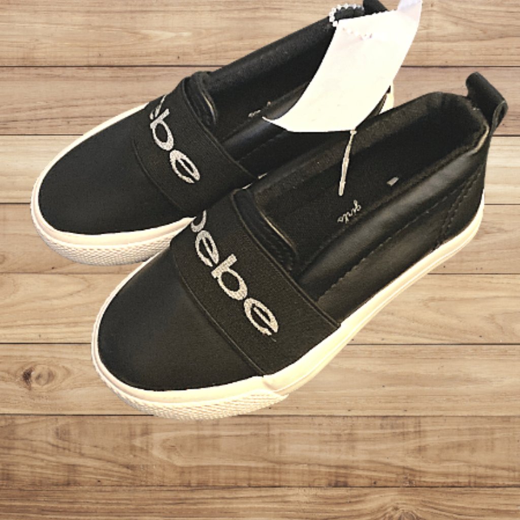 Bebe Girls Toddler/Little Kid Casual Fashion Slip On Sneakers, Black, Size 7-8